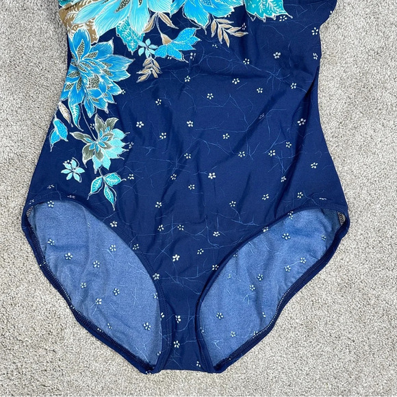 Roxanne Bra Sized Swimsuit One Piece Bathing Suit Floral Tropical Blue 10/34C - Picture 3 of 11